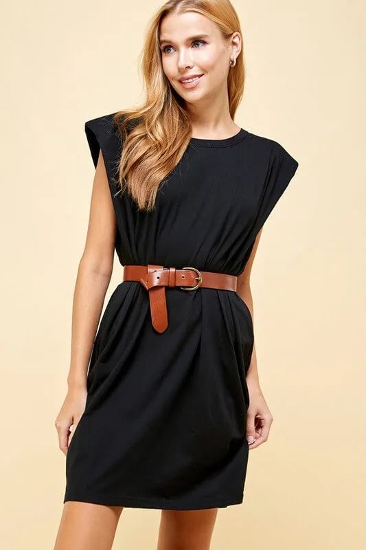 Oversized Structured Shoulder Cotton Dress