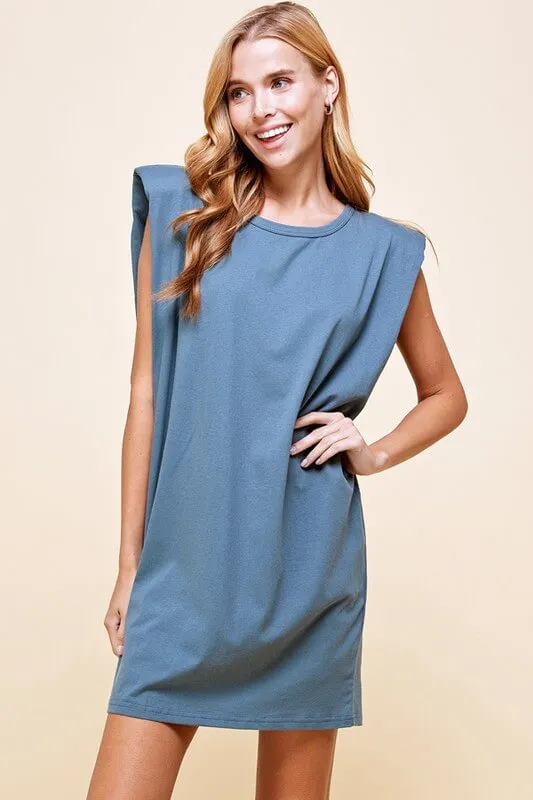 Oversized Structured Shoulder Cotton Dress