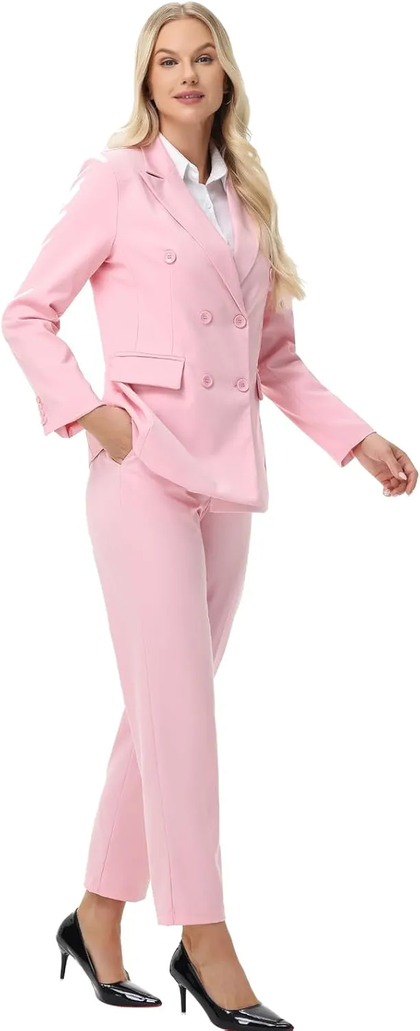 Pant Suits for Women Formal Pant Suits Double Breasted Blazer Sets Women 2 Piece Outfits