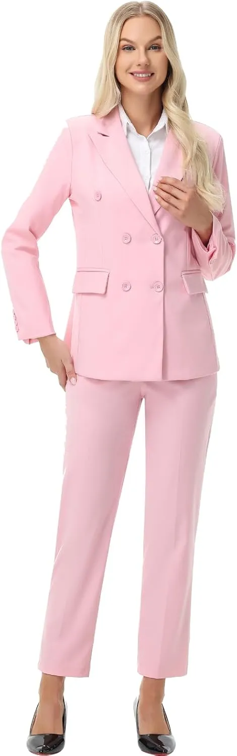 Pant Suits for Women Formal Pant Suits Double Breasted Blazer Sets Women 2 Piece Outfits