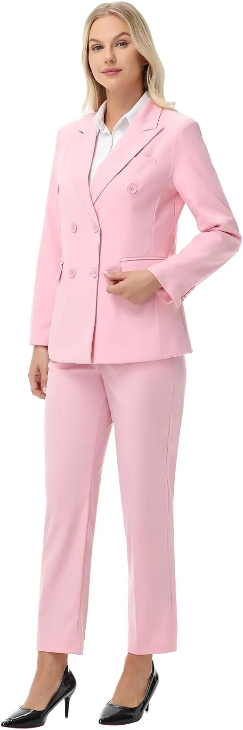 Pant Suits for Women Formal Pant Suits Double Breasted Blazer Sets Women 2 Piece Outfits