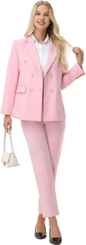 Pant Suits for Women Formal Pant Suits Double Breasted Blazer Sets Women 2 Piece Outfits