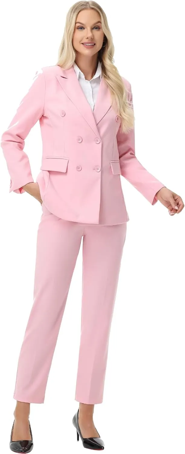 Pant Suits for Women Formal Pant Suits Double Breasted Blazer Sets Women 2 Piece Outfits