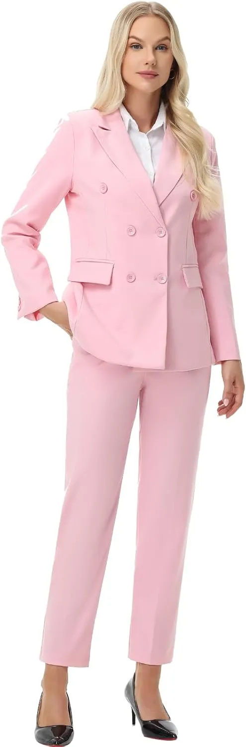 Pant Suits for Women Formal Pant Suits Double Breasted Blazer Sets Women 2 Piece Outfits