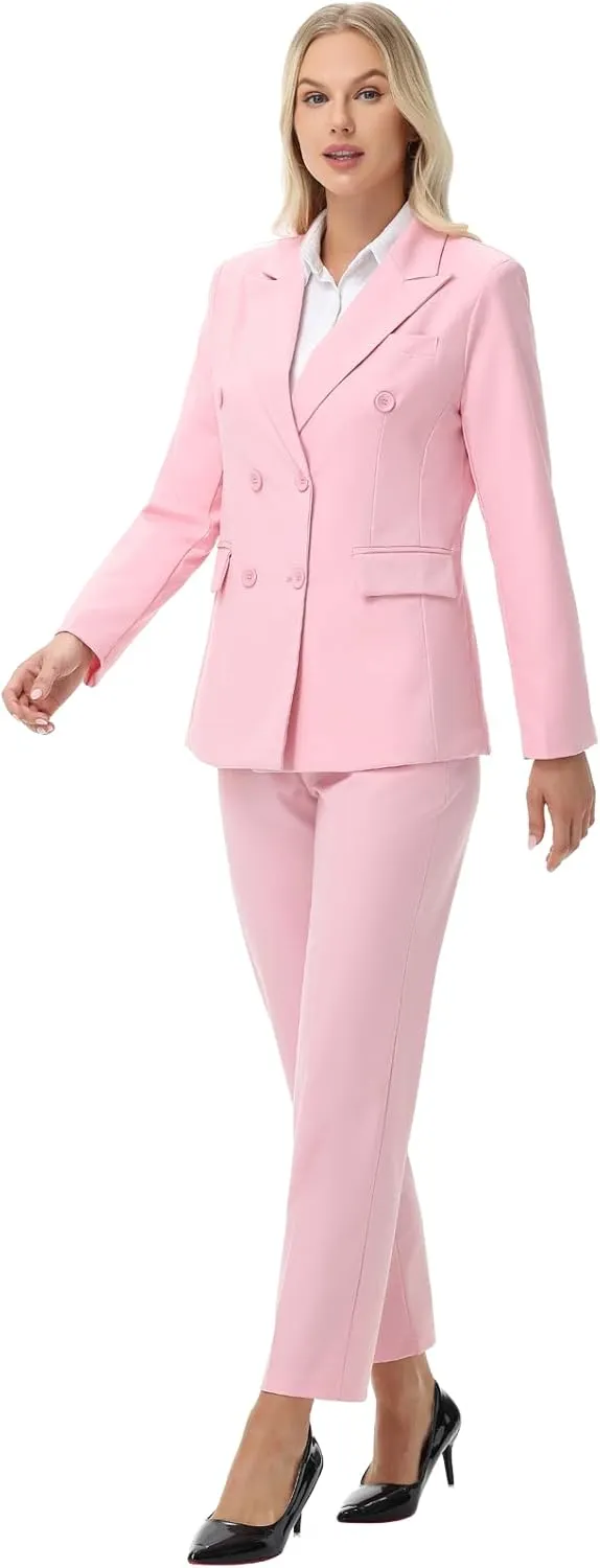 Pant Suits for Women Formal Pant Suits Double Breasted Blazer Sets Women 2 Piece Outfits