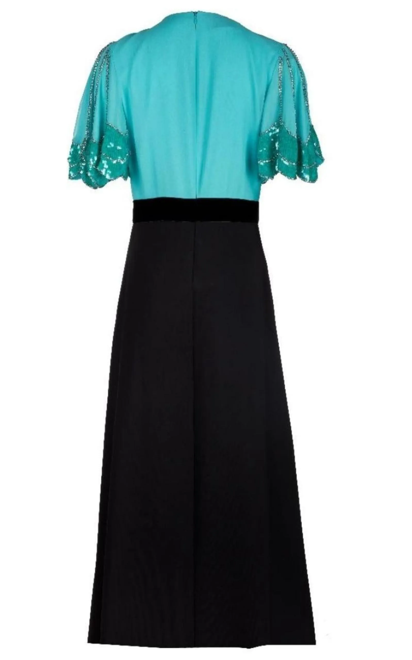 Petal Sleeve Deep V-neck Gown