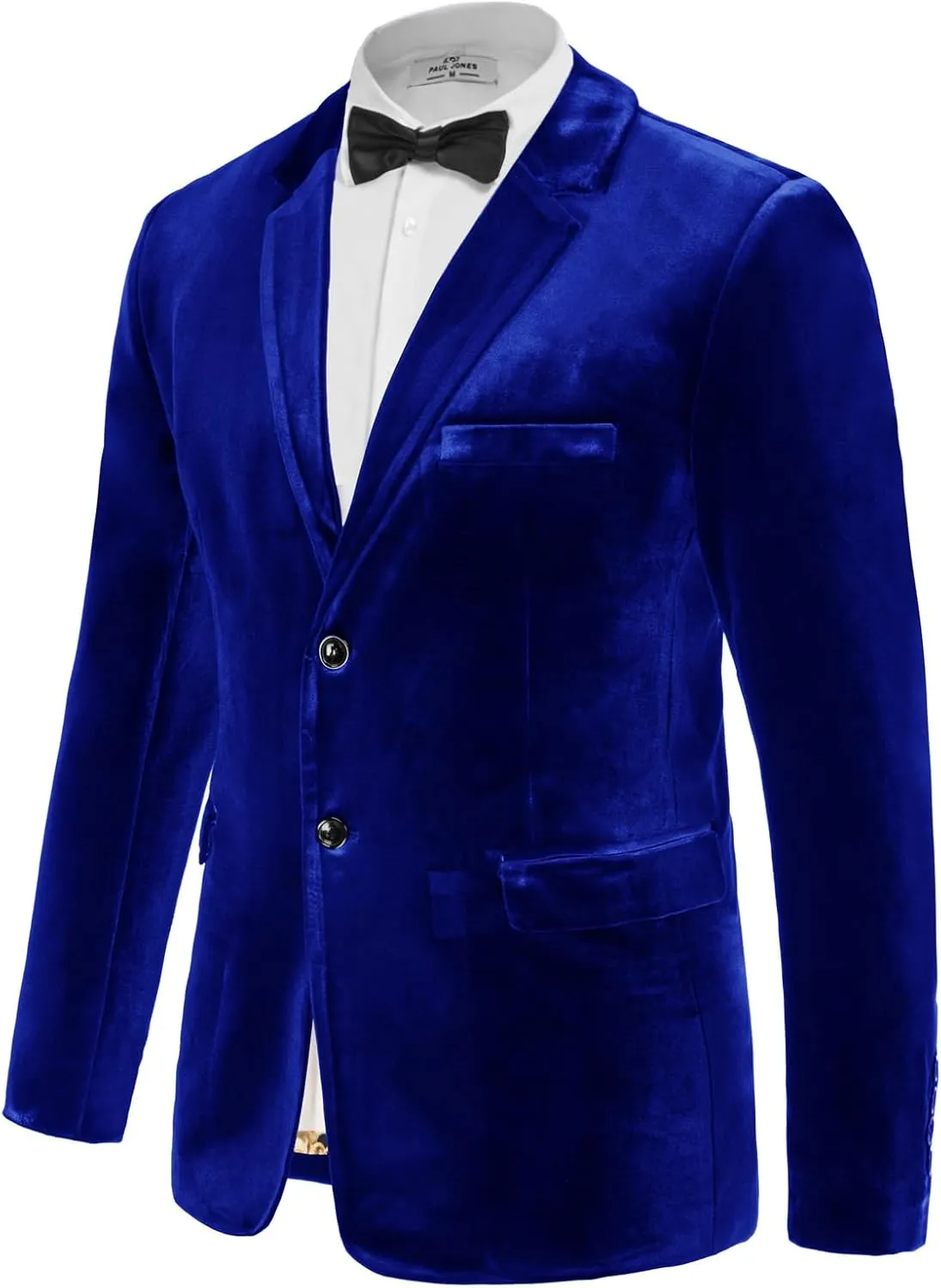 PJ PAUL JONES Mens Velvet Blazer Two Button Sport Coat Solid Slim Fit Suit Jacket for Dinner Prom Wedding