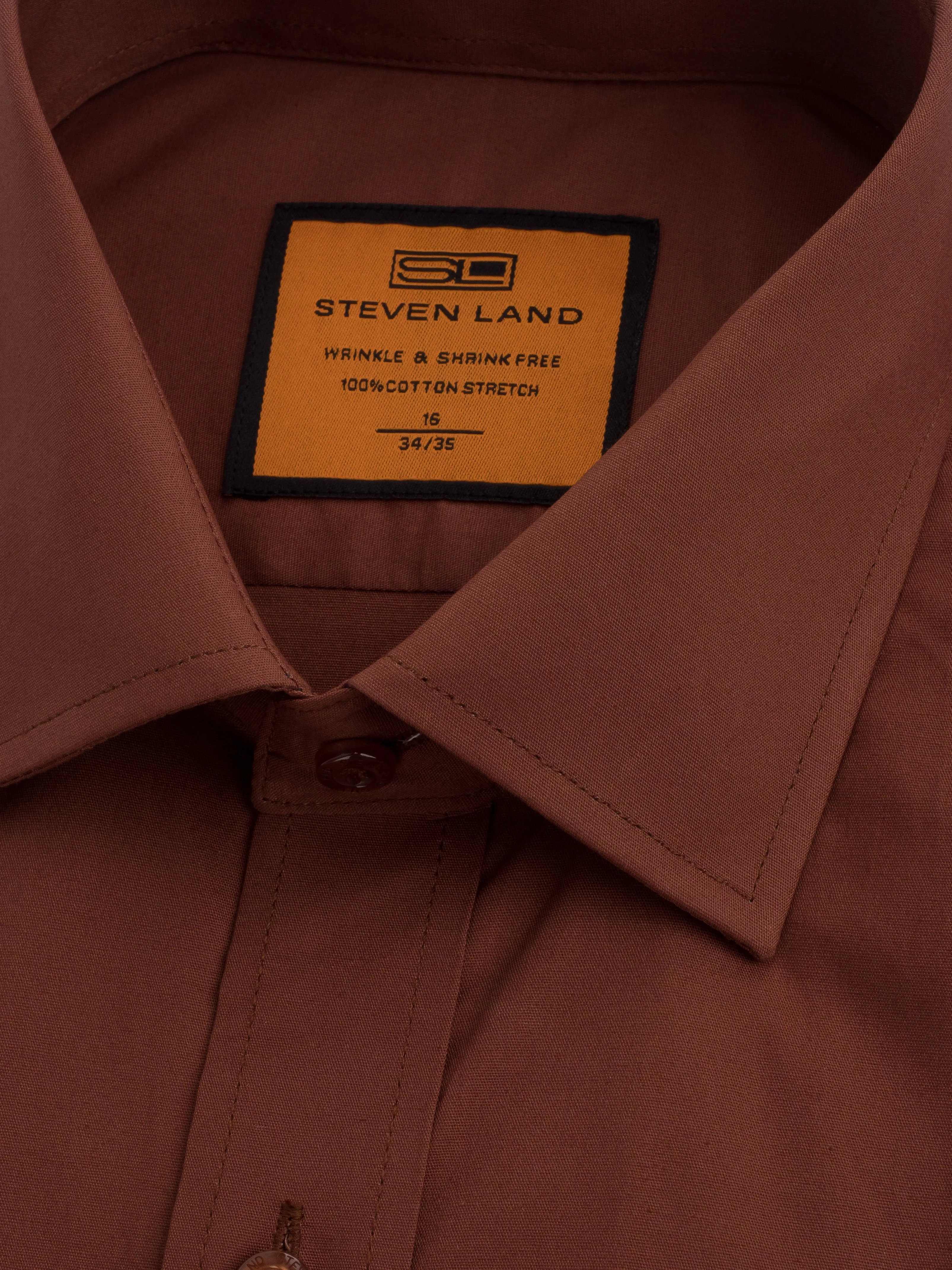 Poplin Dress Shirt | French Cuff | 100% Cotton | Brown