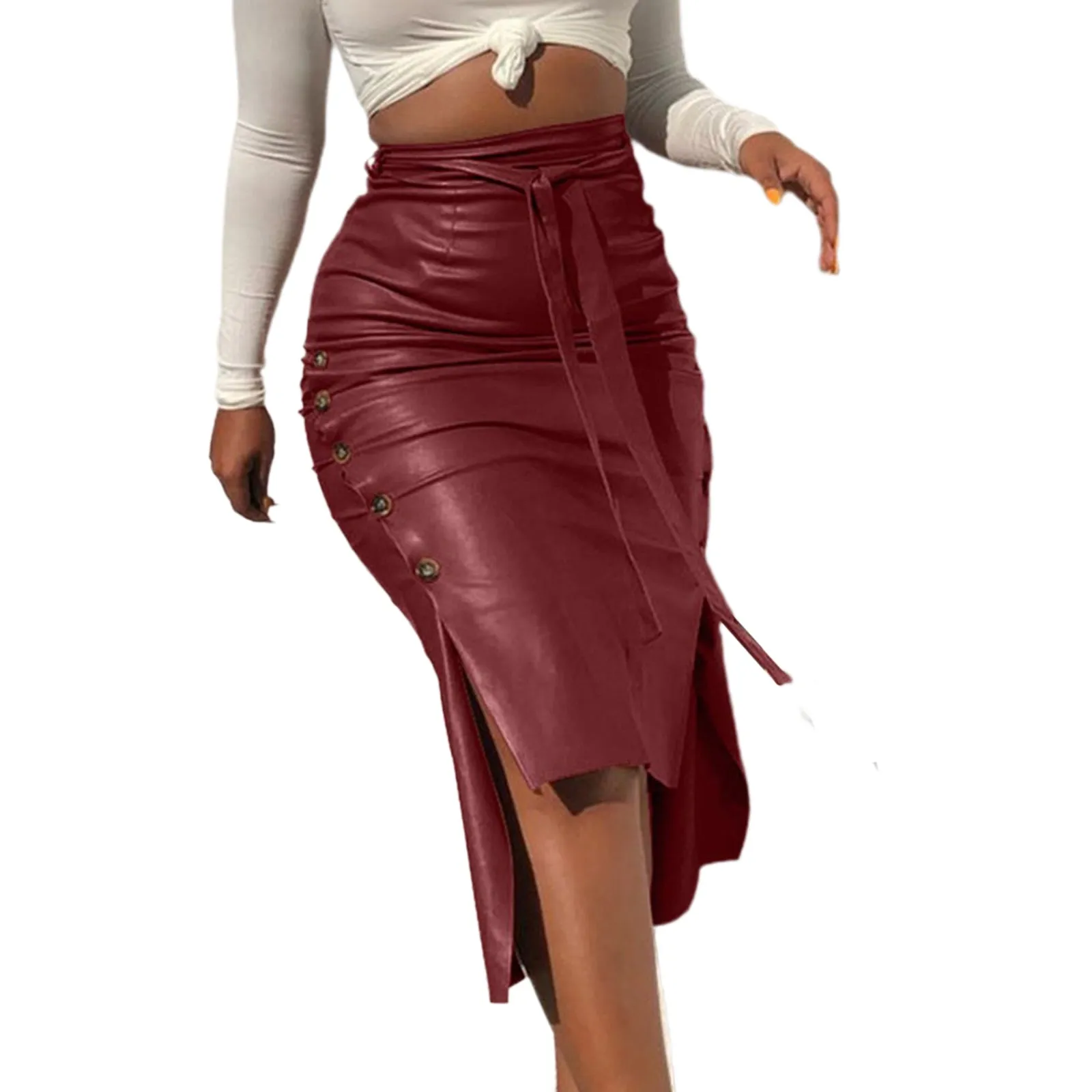 PU Leather Pencil Skirt