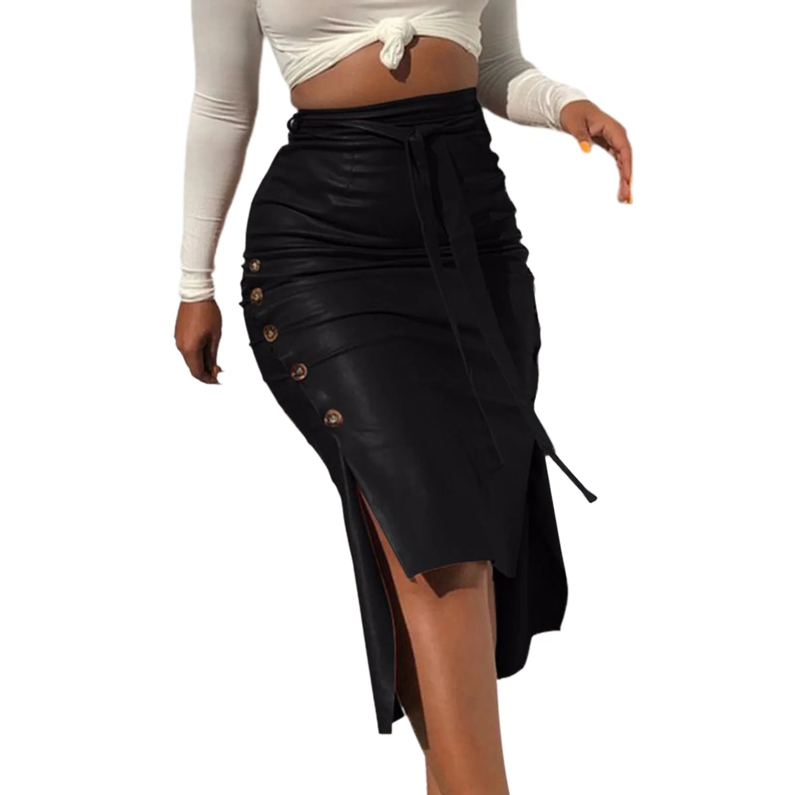 PU Leather Pencil Skirt