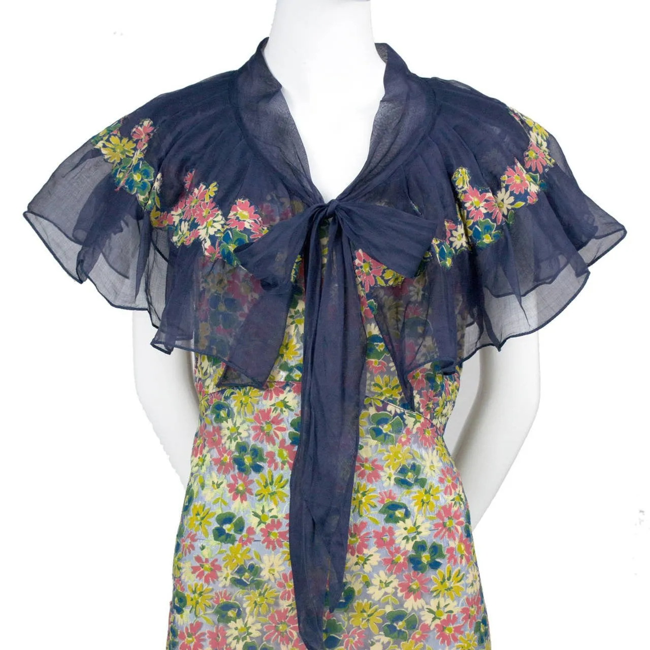 RESERVED // 1930s Rare Vintage Dress Chanel Adaptation in floral Silk Chiffon