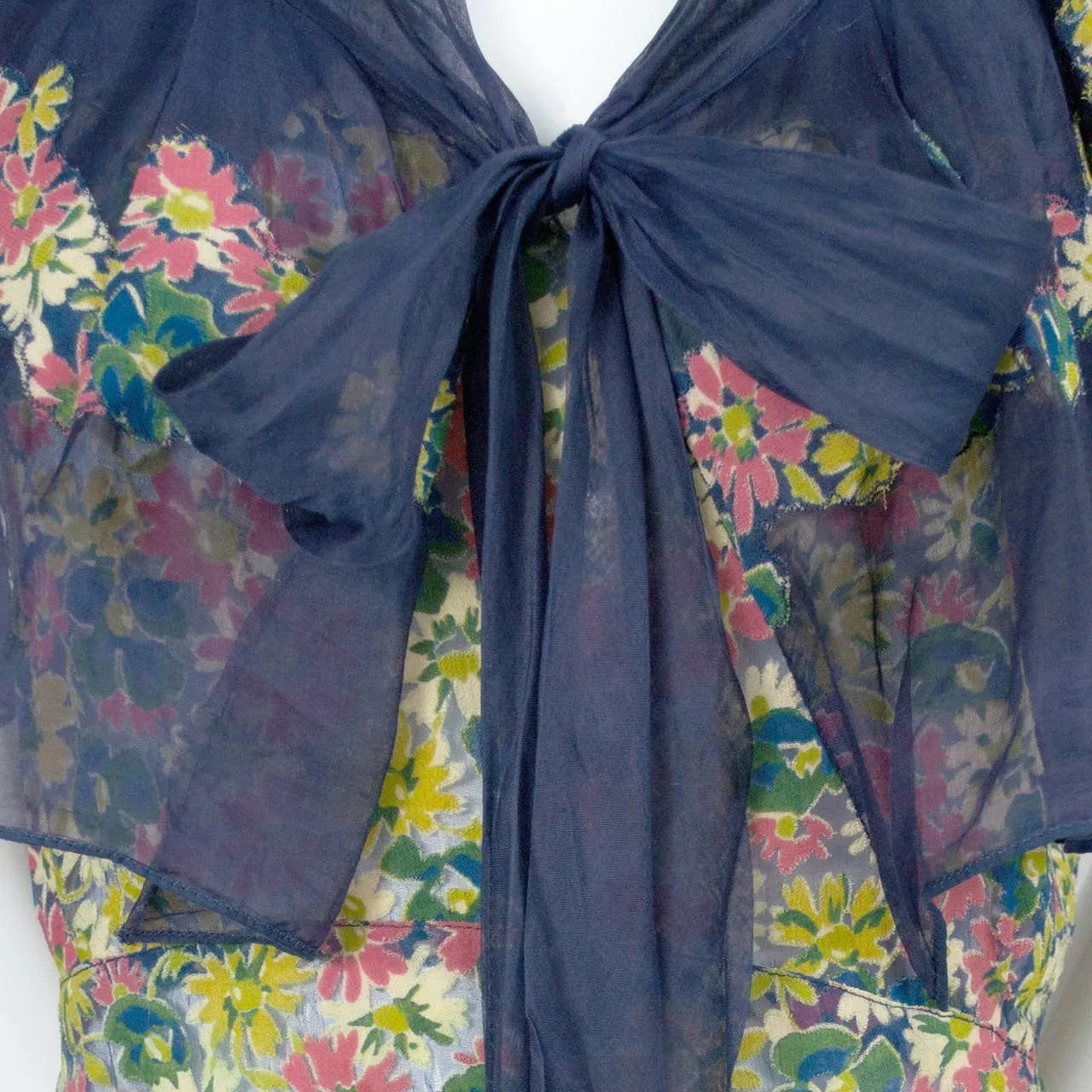 RESERVED // 1930s Rare Vintage Dress Chanel Adaptation in floral Silk Chiffon