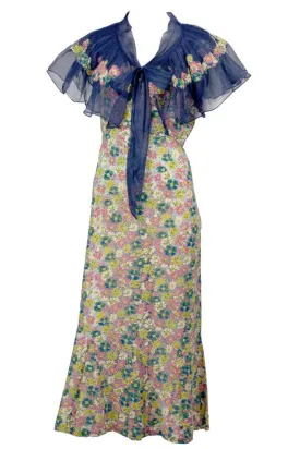 RESERVED // 1930s Rare Vintage Dress Chanel Adaptation in floral Silk Chiffon
