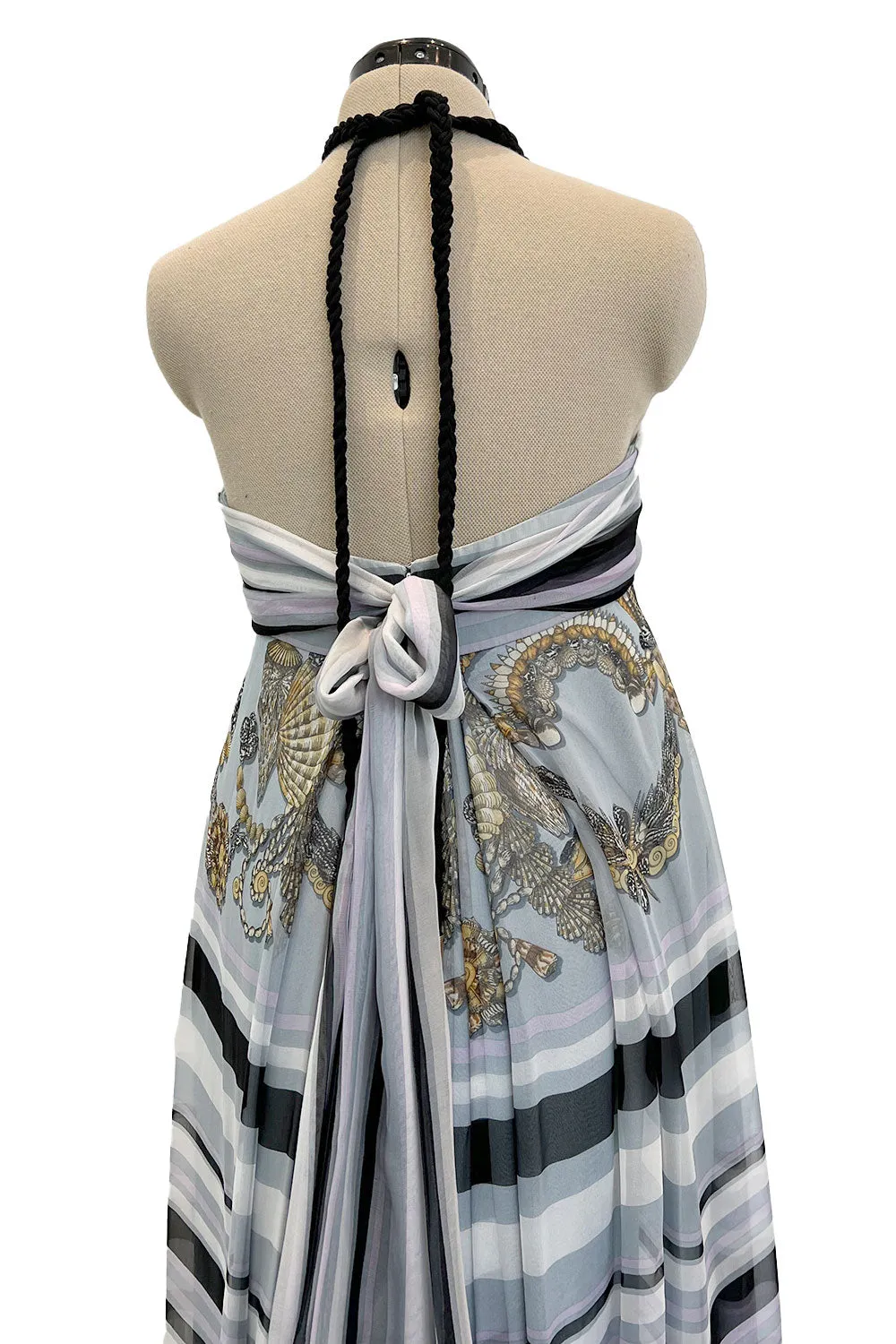 Resort 2009 Gucci by Frida Giannini Runway Look 18 Silk Caftan Dress w Elaborate Shell Halter