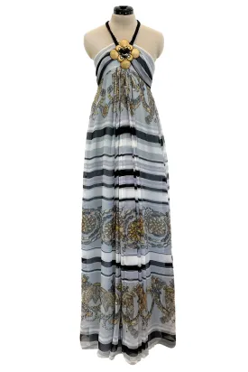 Resort 2009 Gucci by Frida Giannini Runway Look 18 Silk Caftan Dress w Elaborate Shell Halter
