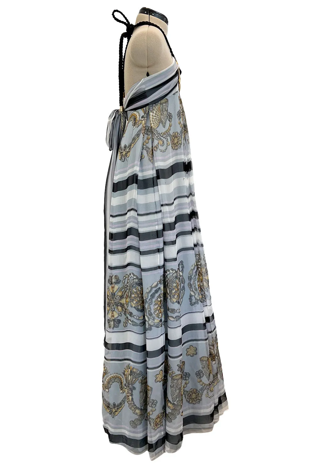 Resort 2009 Gucci by Frida Giannini Runway Look 18 Silk Caftan Dress w Elaborate Shell Halter