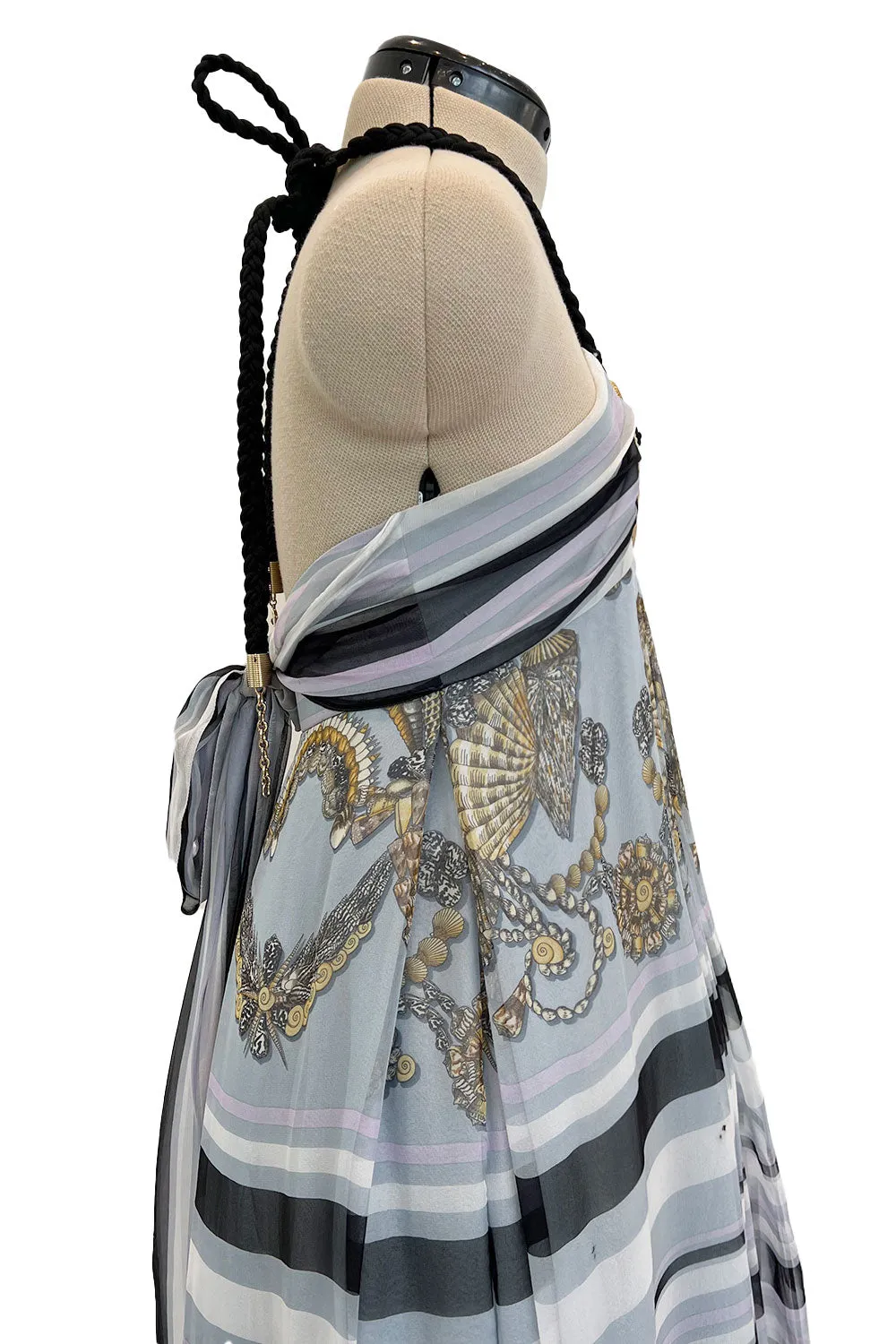 Resort 2009 Gucci by Frida Giannini Runway Look 18 Silk Caftan Dress w Elaborate Shell Halter