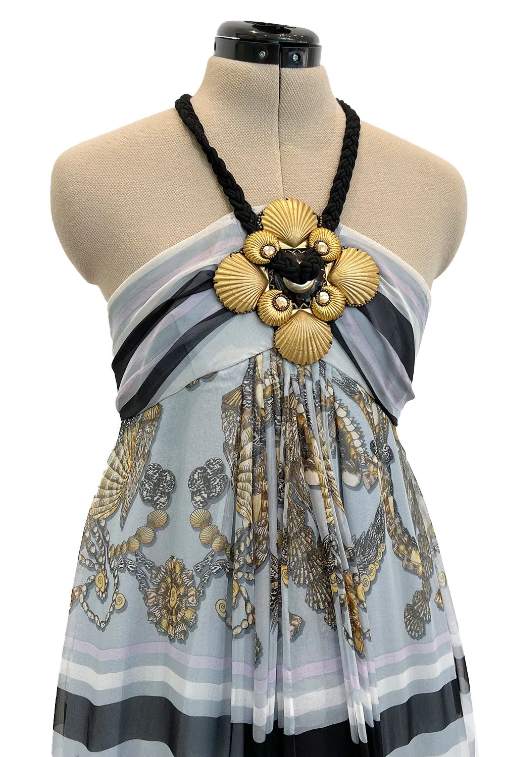 Resort 2009 Gucci by Frida Giannini Runway Look 18 Silk Caftan Dress w Elaborate Shell Halter