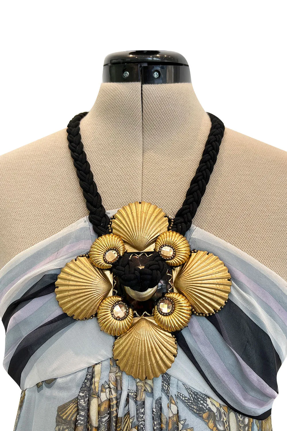 Resort 2009 Gucci by Frida Giannini Runway Look 18 Silk Caftan Dress w Elaborate Shell Halter