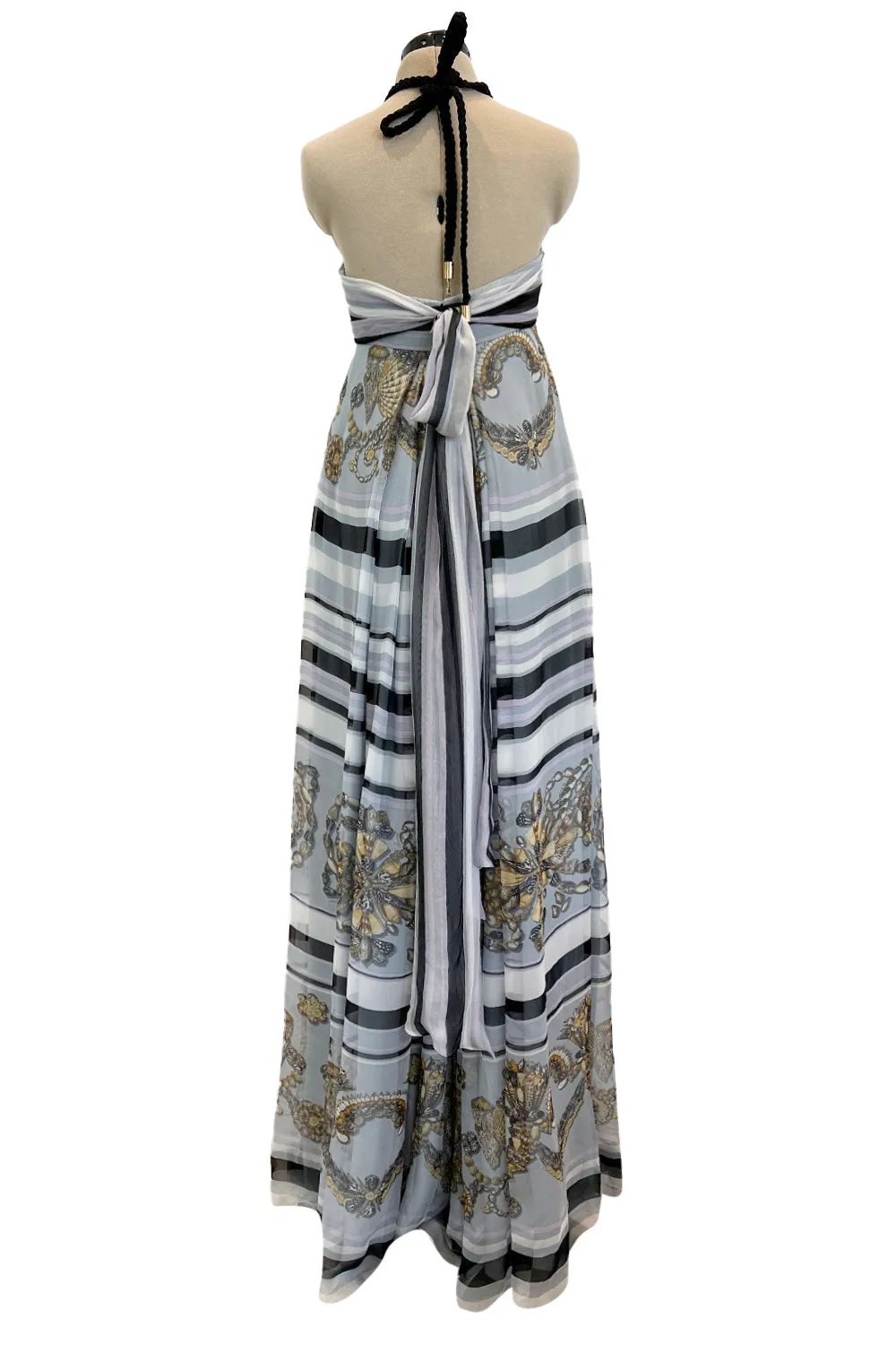 Resort 2009 Gucci by Frida Giannini Runway Look 18 Silk Caftan Dress w Elaborate Shell Halter
