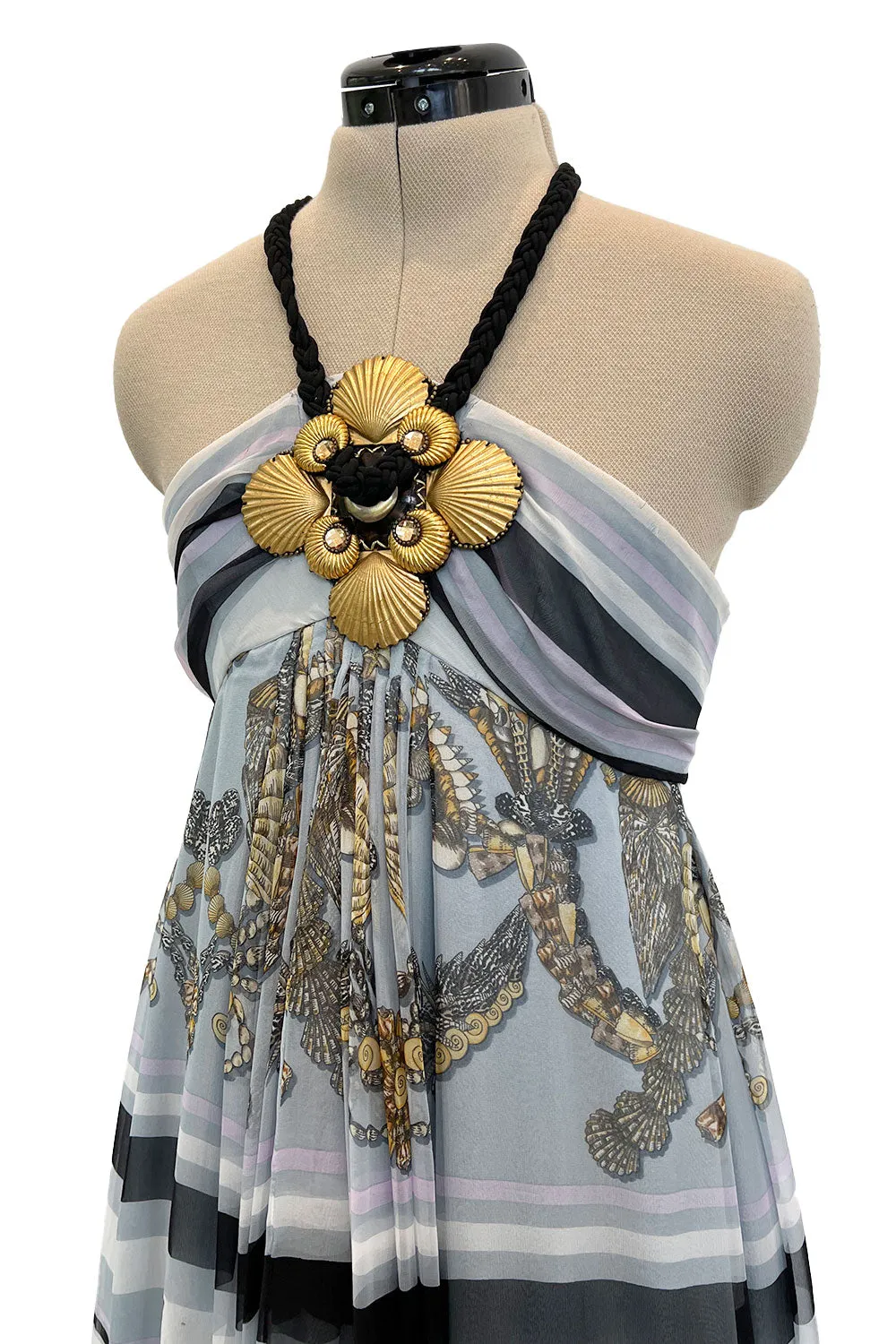 Resort 2009 Gucci by Frida Giannini Runway Look 18 Silk Caftan Dress w Elaborate Shell Halter