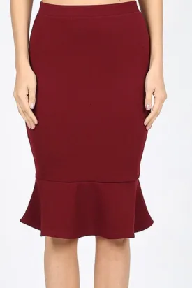 RUFFLE HEM PENCIL SKIRT