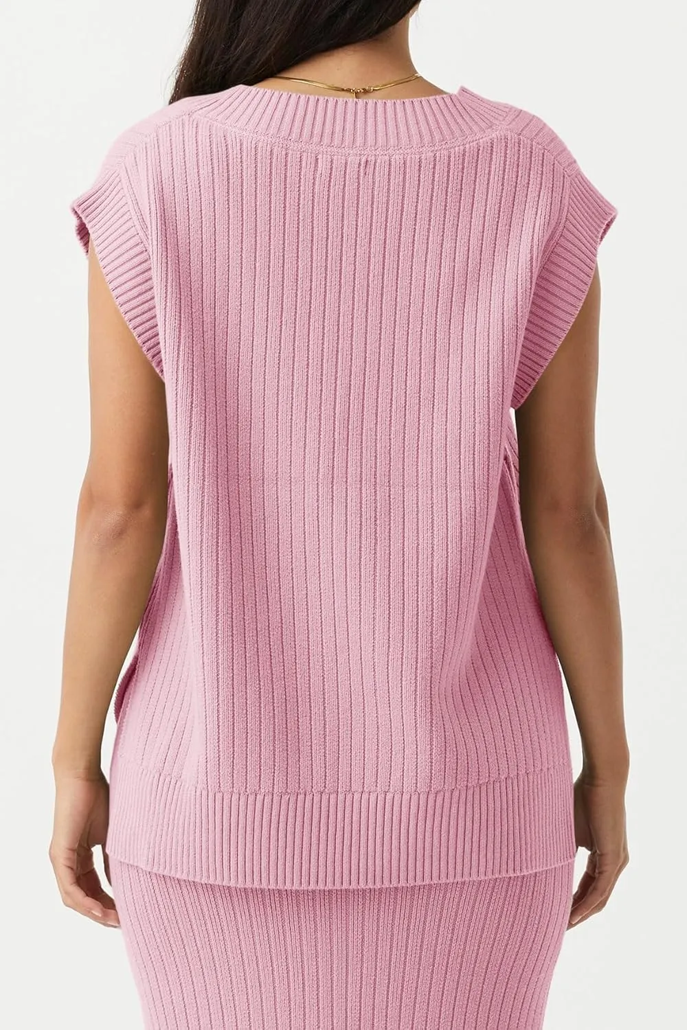 Saodimallsu Womens V Neck Sweater Vest Oversized Ribbed Knit Sleeveless Casual Loose Fit Pullover Tank Top