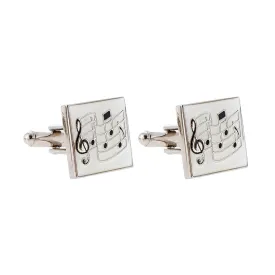 Sheet Music Cuff Links, White