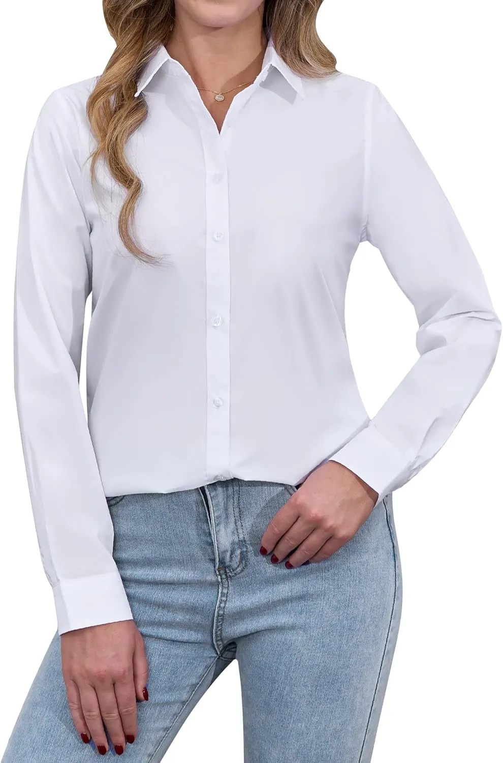 siliteelon Button Down Shirts Dress Shirts for Women Long Sleeve Womens Work Shirts Regular Fit Cotton Dress Shirts