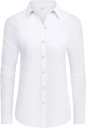 siliteelon Button Down Shirts Dress Shirts for Women Long Sleeve Womens Work Shirts Regular Fit Cotton Dress Shirts