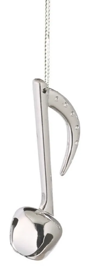 Silver Bell Musical Note Ornament - Single