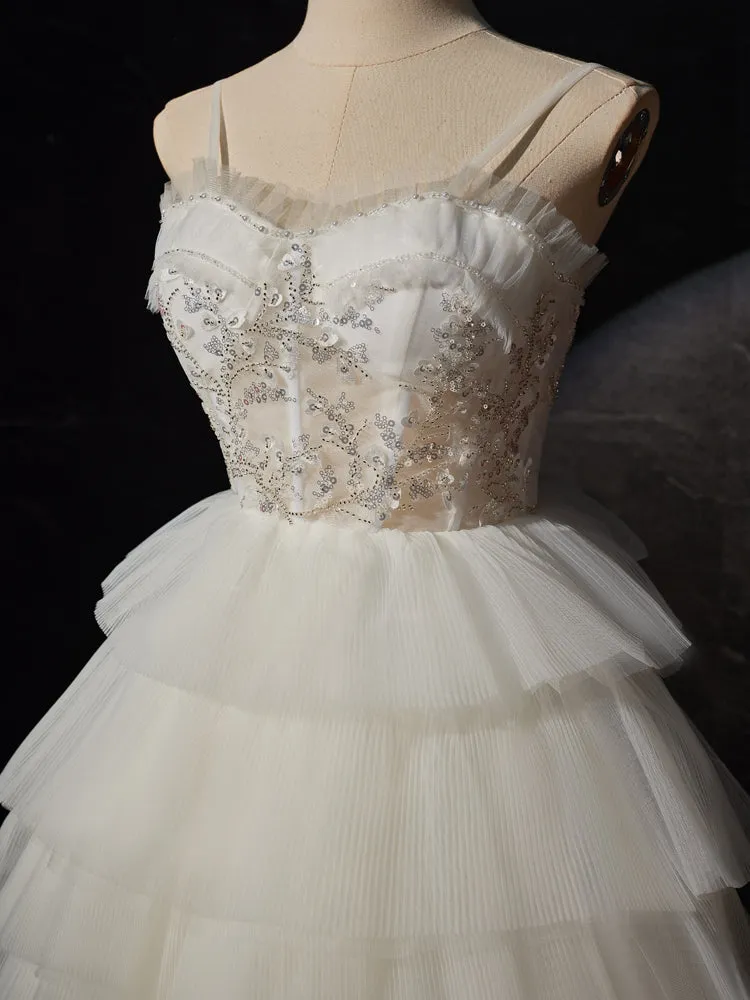 Sleeveless High Low New Arrival Spaghetti Straps Wedding Dresses