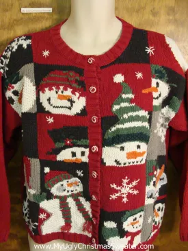Snowman Party Patchwork Funny Christmas Sweater