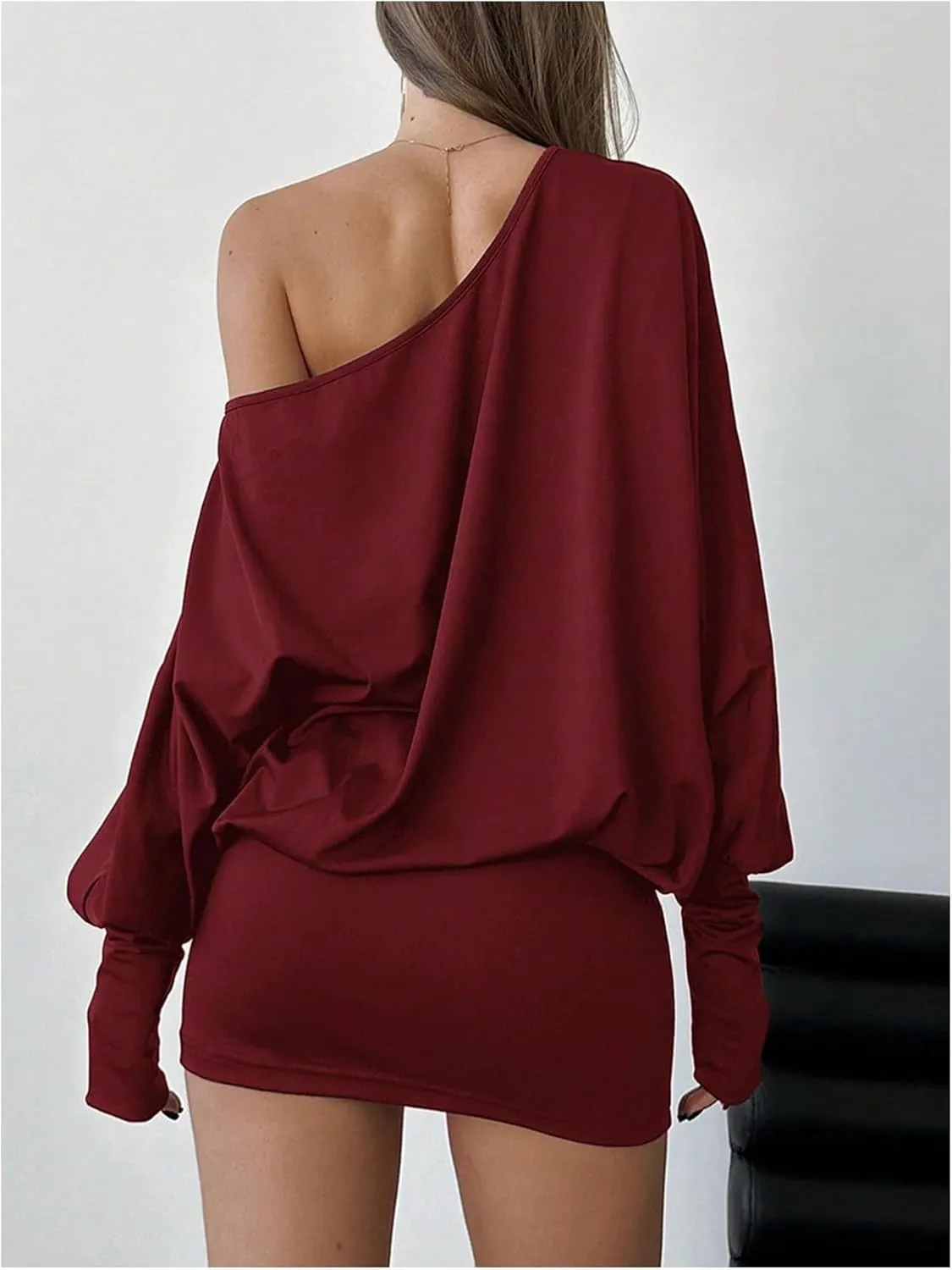 SOLY HUX Women's Long Sleeve Off The Shoulder Dress Y2k Mini Dress Streetwear Music Festival Outfits