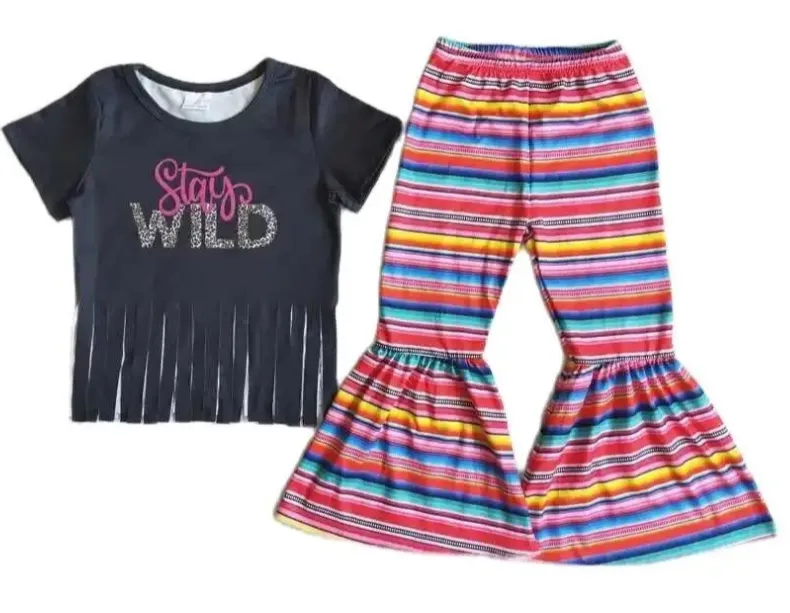 STAY WILD Serape Fringe - Western Bell Bottoms Outfit Kids