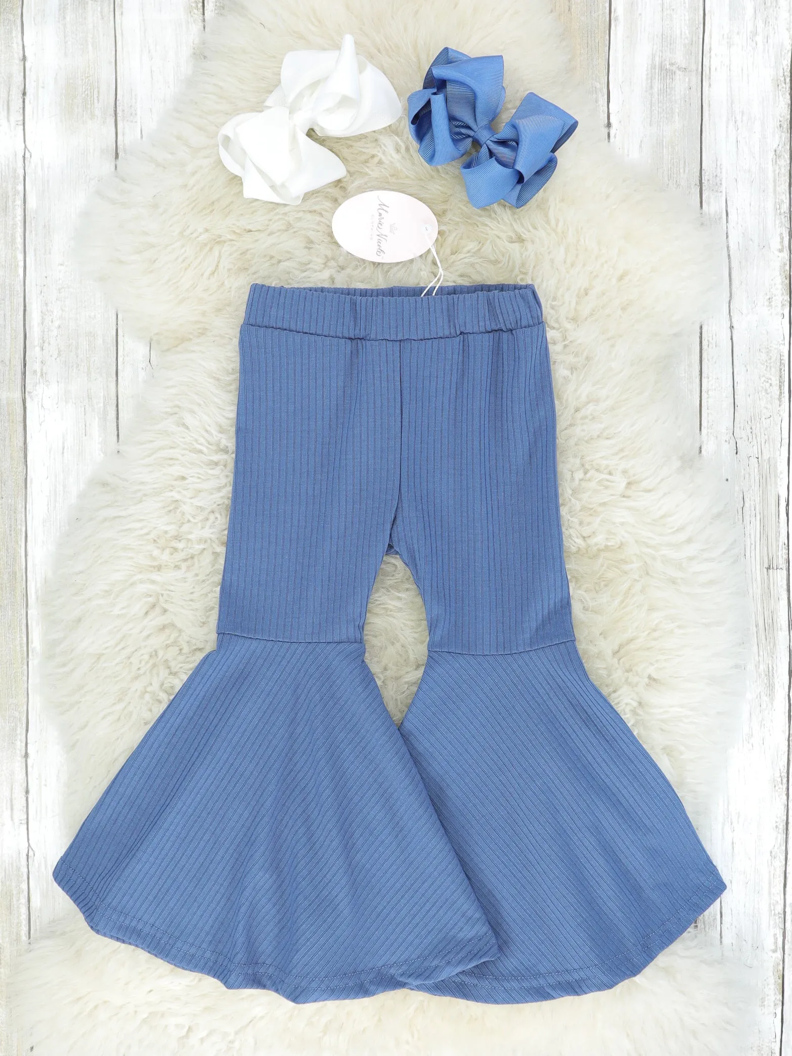 Steel Blue Ribbed Bell Bottoms