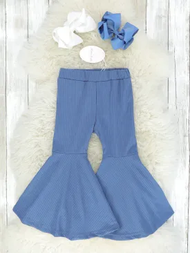 Steel Blue Ribbed Bell Bottoms