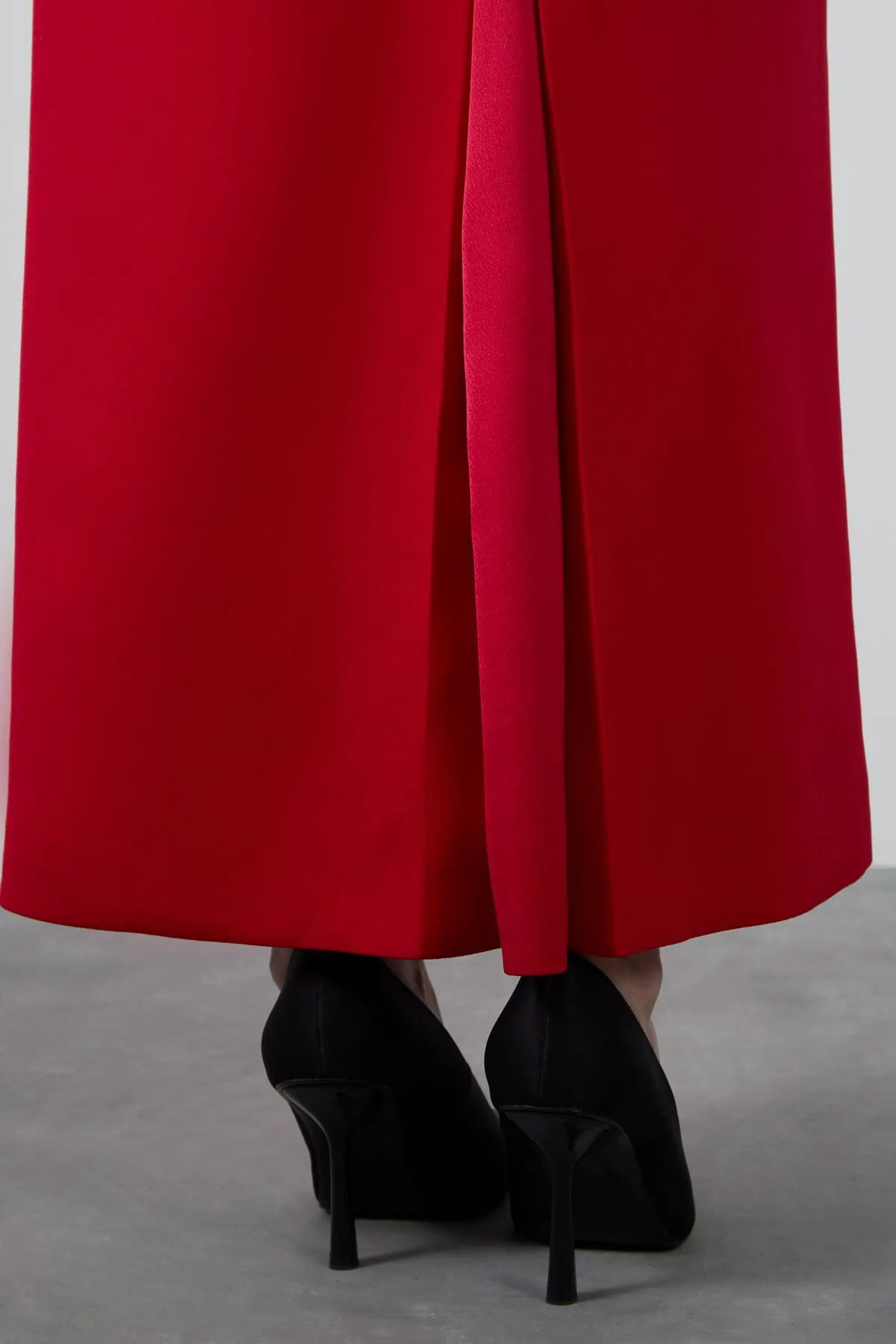 Straight Form Long Pink Skirt with Slit at the Back