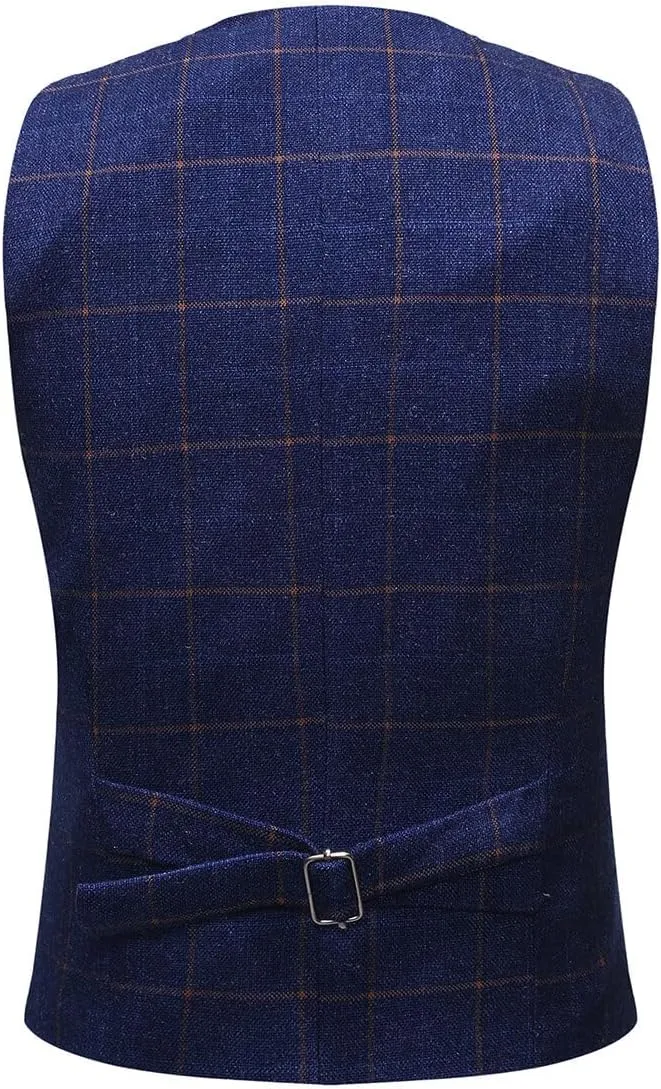 SWOTGdoby Boys Dress Suits 3 Piece Slim Fit Check Plaid Kids Tuxedo Suits for Boys Formal Blazer Jacket Pants Vest Wedding