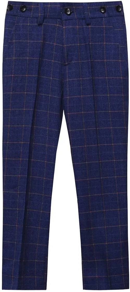 SWOTGdoby Boys Dress Suits 3 Piece Slim Fit Check Plaid Kids Tuxedo Suits for Boys Formal Blazer Jacket Pants Vest Wedding