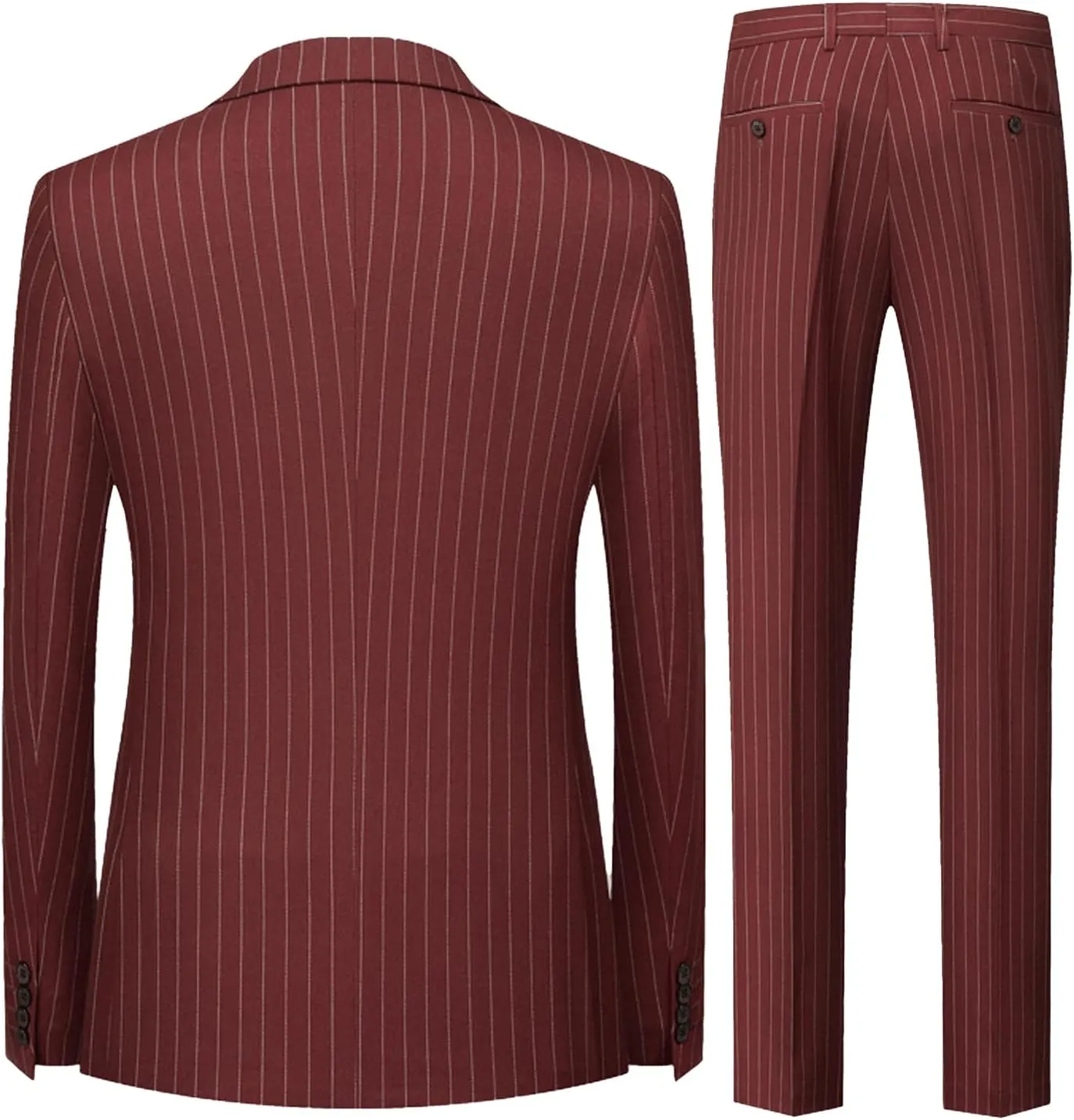 UNINUKOO Men's Suits 2 Piece Pinstripe Double Breasted Tuxedo Suit for Men Slim Fit Formal Dress Blazer Jacket Pants