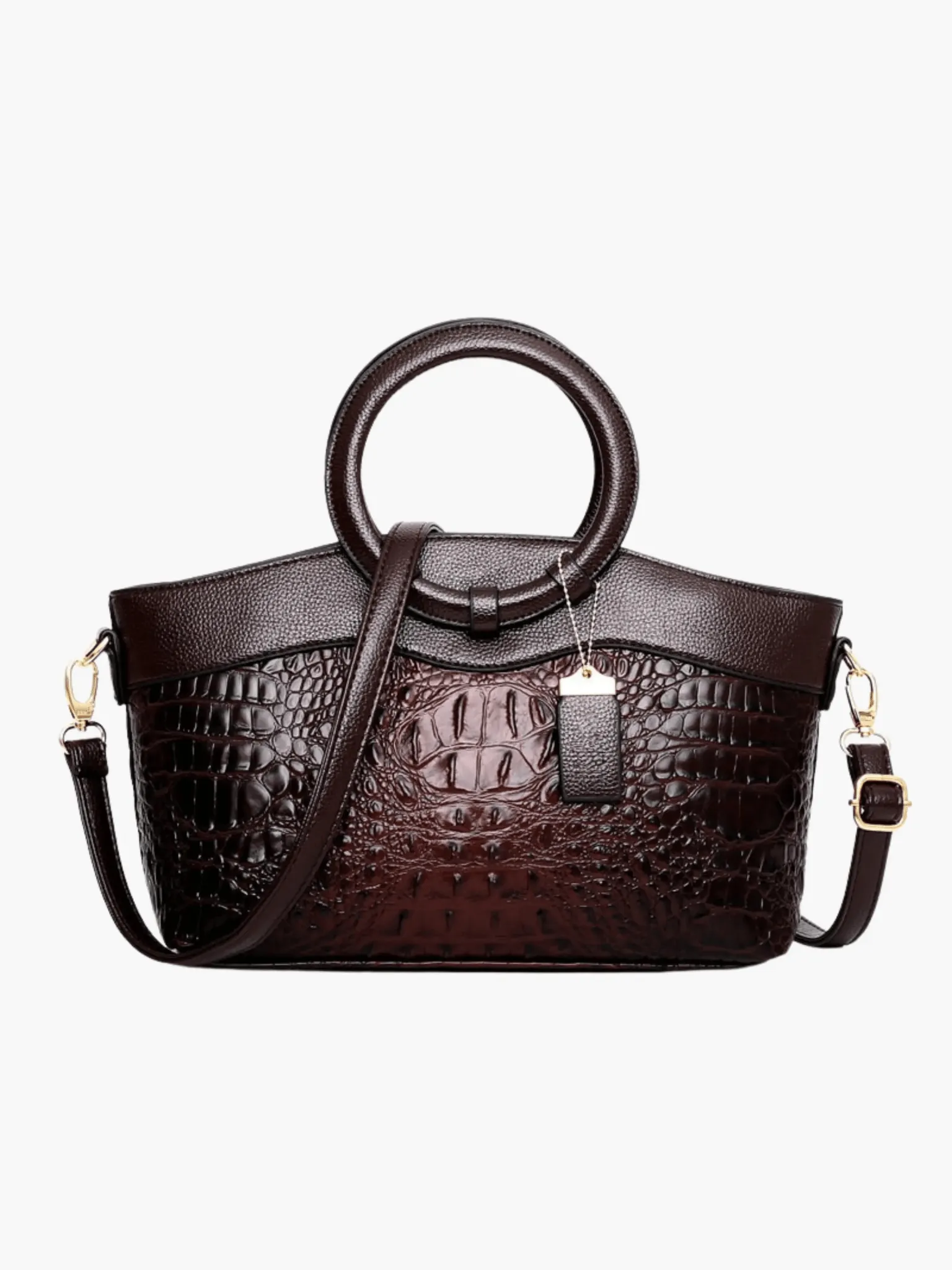 Verona | Croc-Embossed Handbag with Circular Handle
