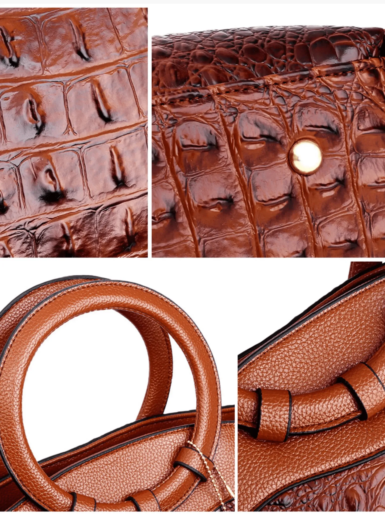Verona | Croc-Embossed Handbag with Circular Handle