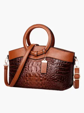 Verona | Croc-Embossed Handbag with Circular Handle