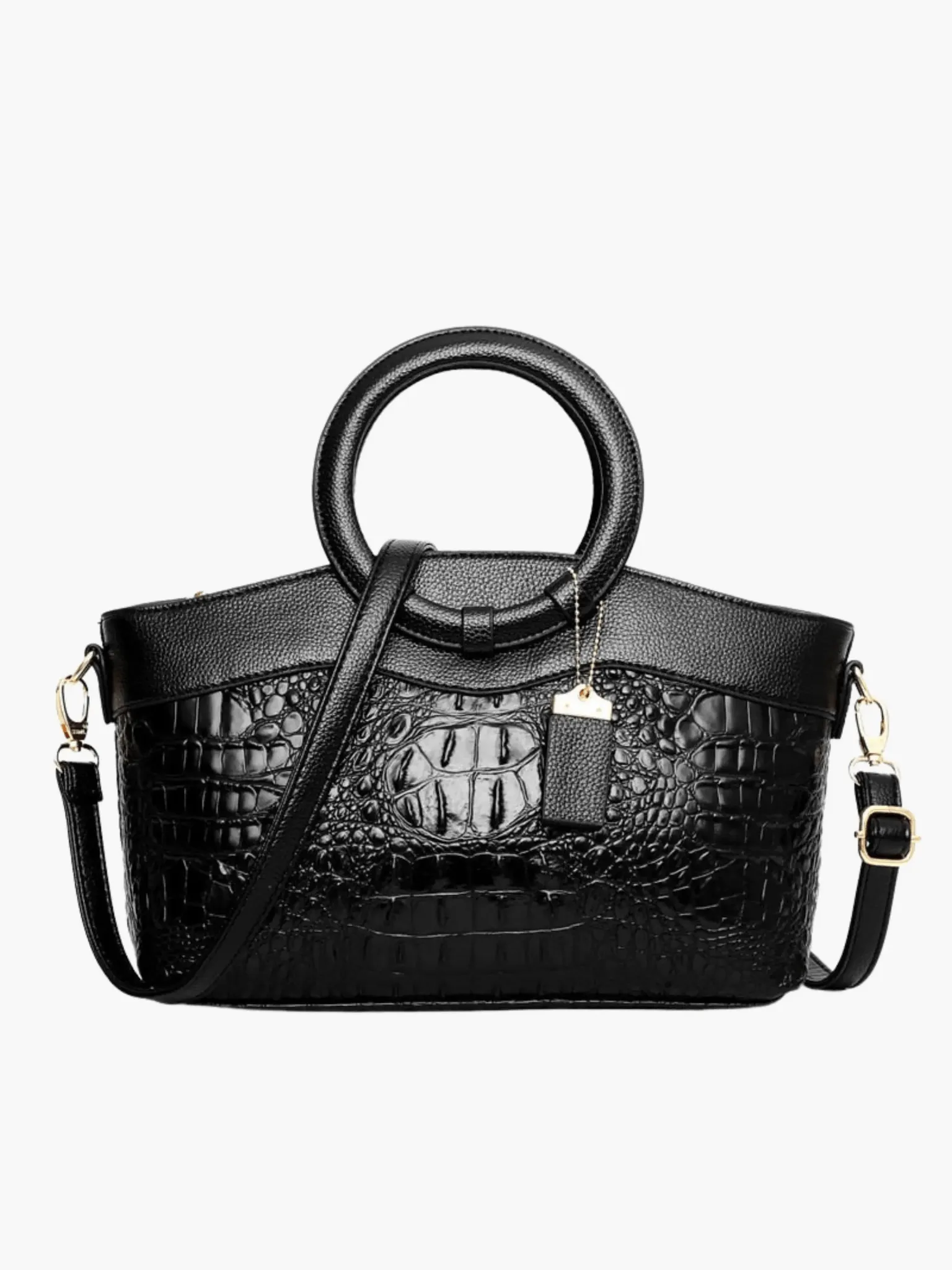 Verona | Croc-Embossed Handbag with Circular Handle