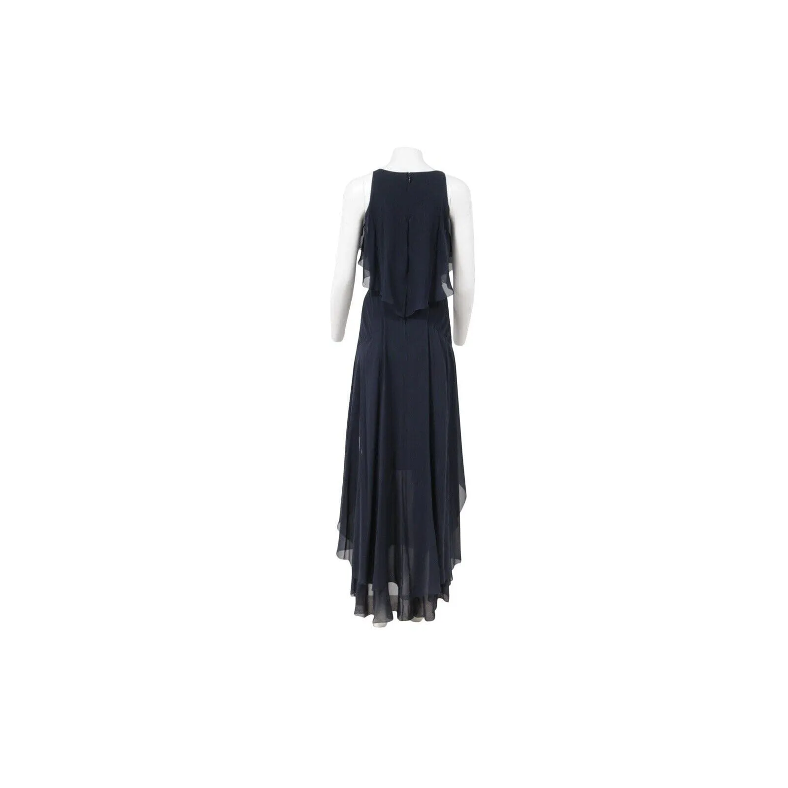 Vintage FW2006 Dress Navy Blue Silk Evening Gown Ruffled