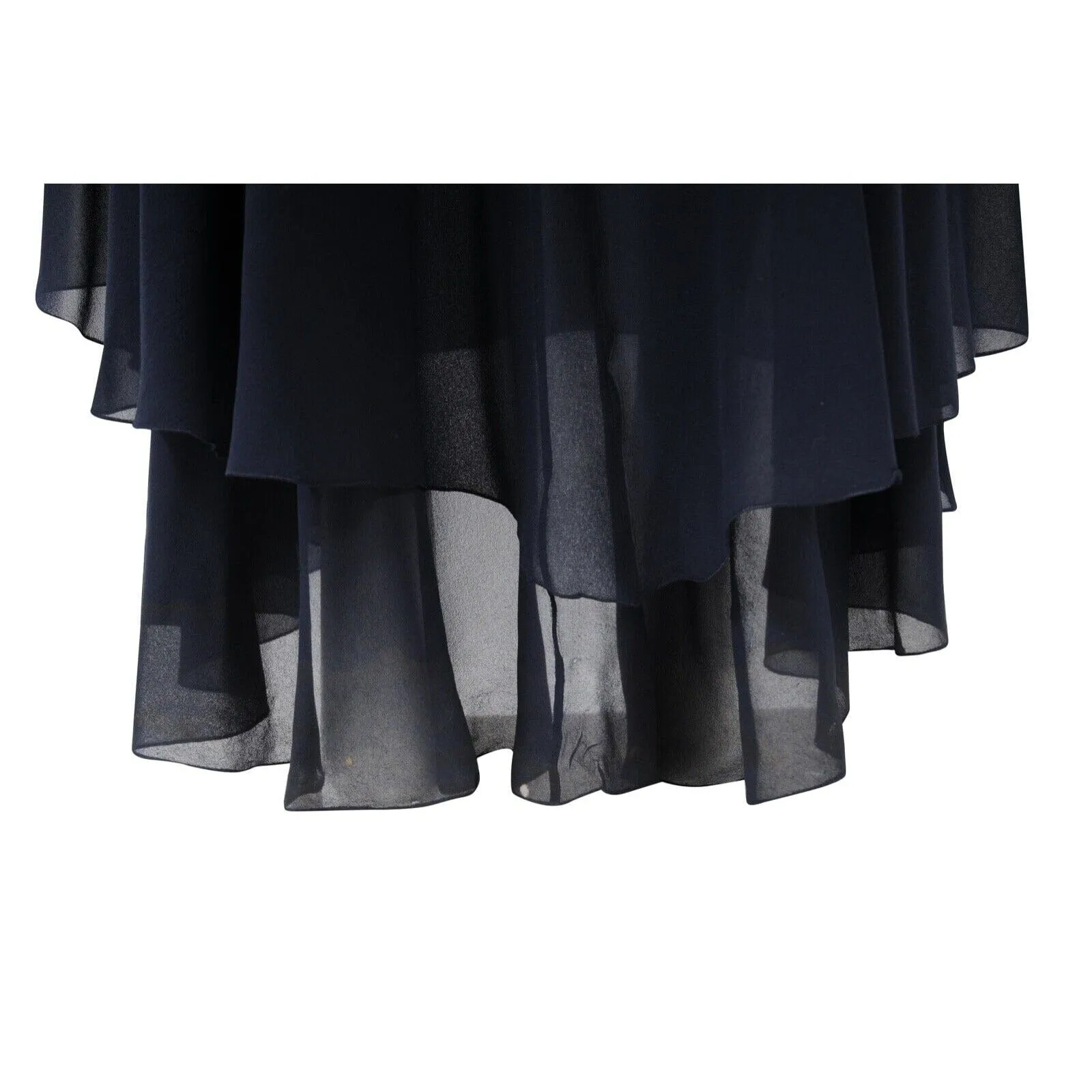 Vintage FW2006 Dress Navy Blue Silk Evening Gown Ruffled