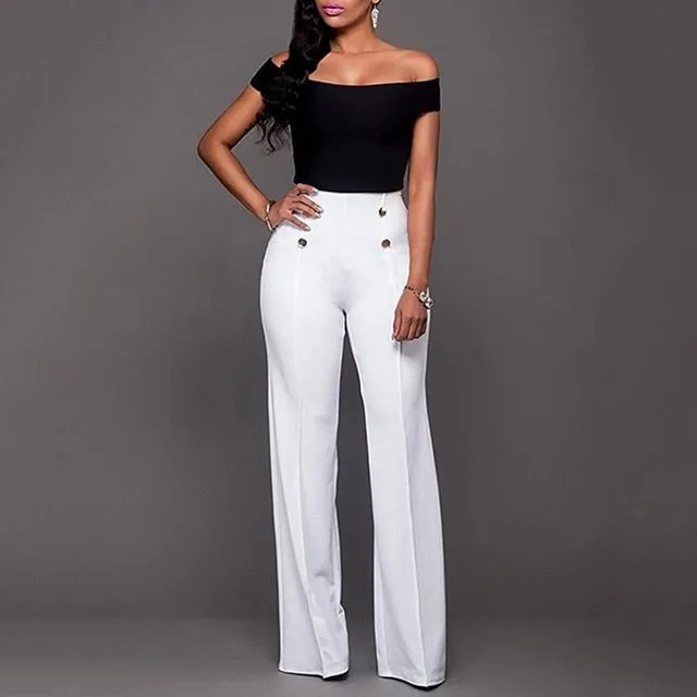 Wjczt Women&#39;s Summer Wide Leg Long Trousers Casual Vintage High Waist Chiffon Side Split Loose Bohemia Skirt Pants Capris Solid