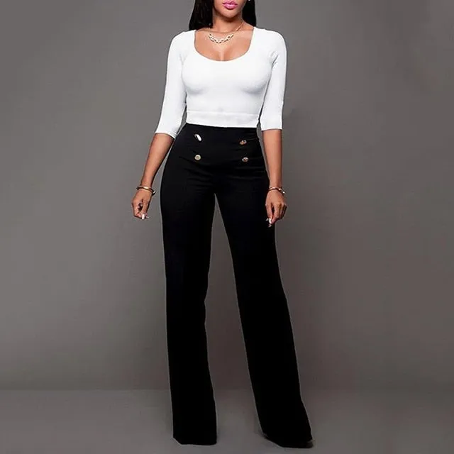 Wjczt Women&#39;s Summer Wide Leg Long Trousers Casual Vintage High Waist Chiffon Side Split Loose Bohemia Skirt Pants Capris Solid