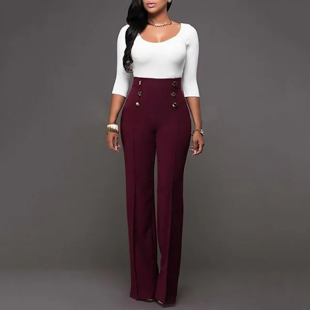 Wjczt Women&#39;s Summer Wide Leg Long Trousers Casual Vintage High Waist Chiffon Side Split Loose Bohemia Skirt Pants Capris Solid